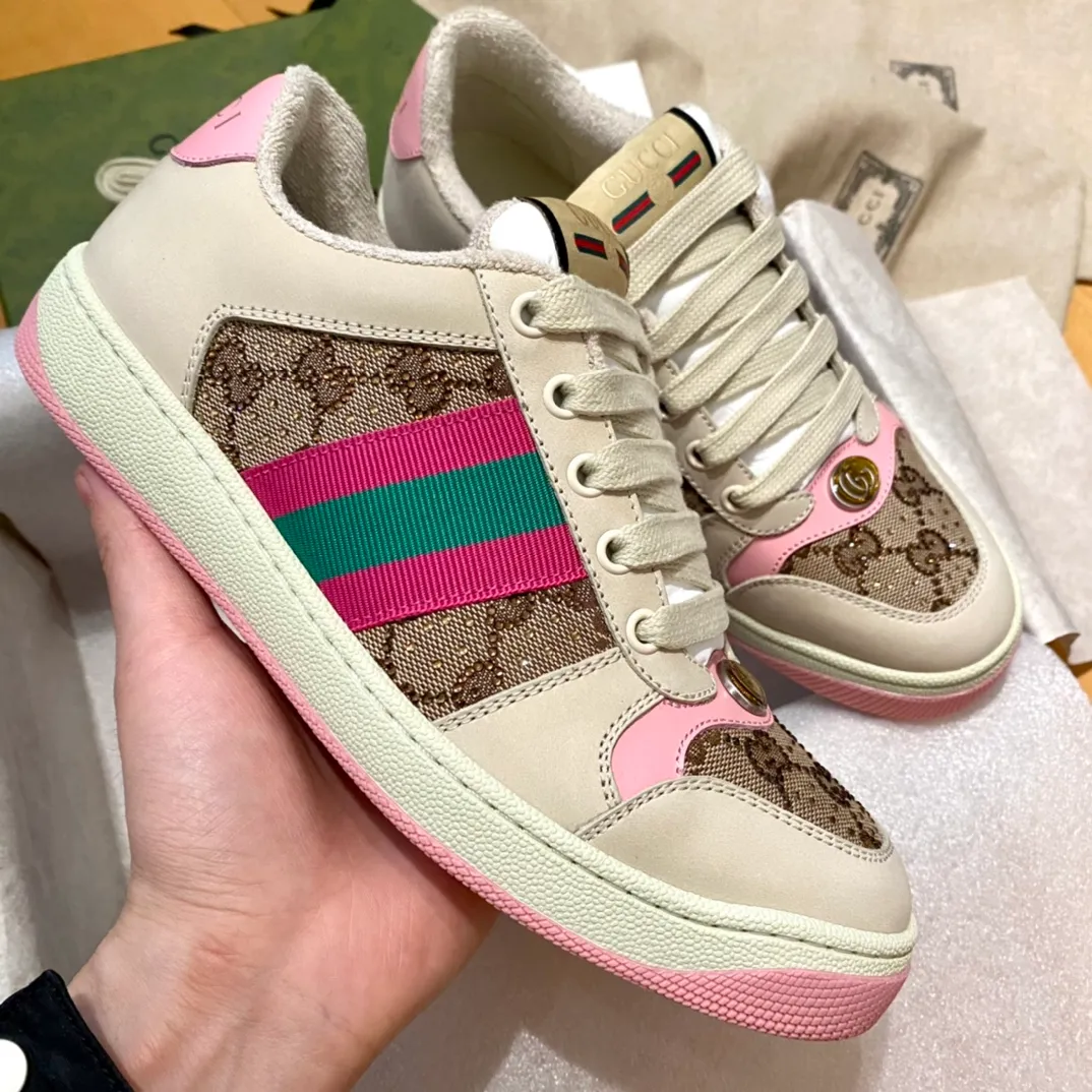 👟👟Ex-factory price 480👟👟 Gucci dirty shoes, the latest rhinestone style in early spring 2023! Super fragrant ~ simple and high-end color matching, bulingbuling can't refuse! New style, not old style! Size: Female 34-40